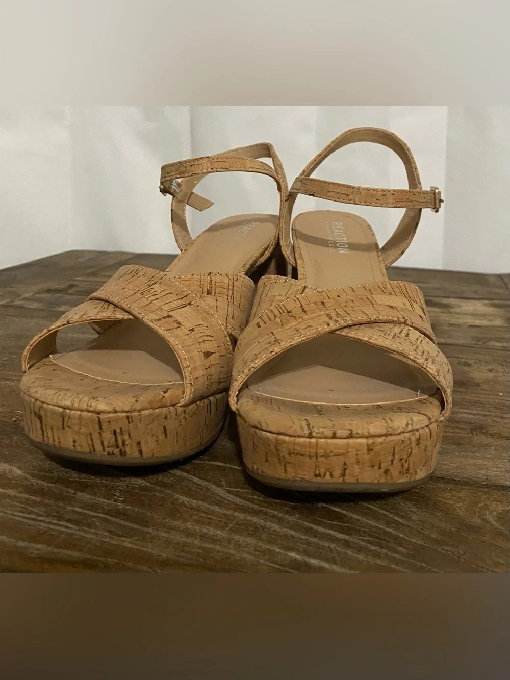 Kenneth Cole Reaction Cork Platform Sandals - Tan